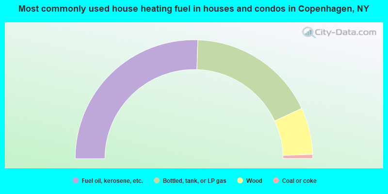 Most commonly used house heating fuel in houses and condos in Copenhagen, NY