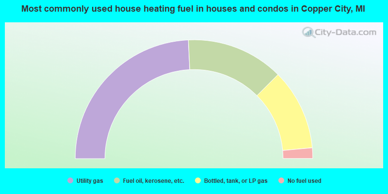 Most commonly used house heating fuel in houses and condos in Copper City, MI