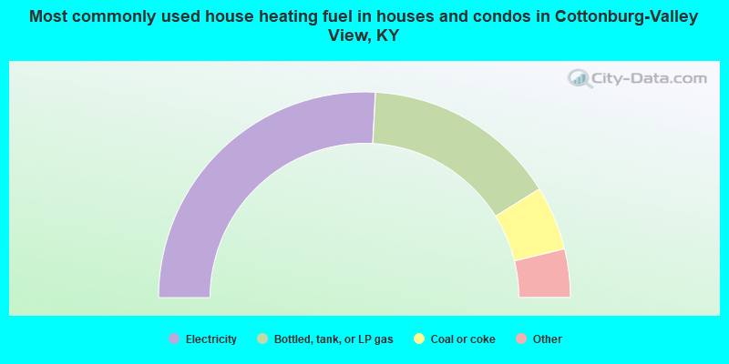 Most commonly used house heating fuel in houses and condos in Cottonburg-Valley View, KY