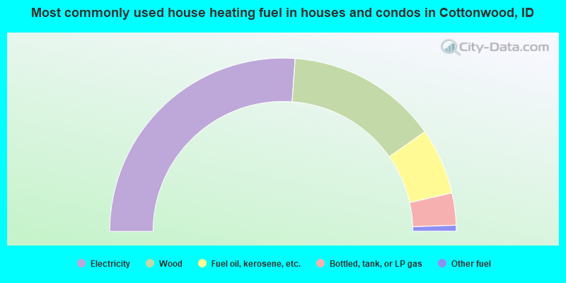 Most commonly used house heating fuel in houses and condos in Cottonwood, ID