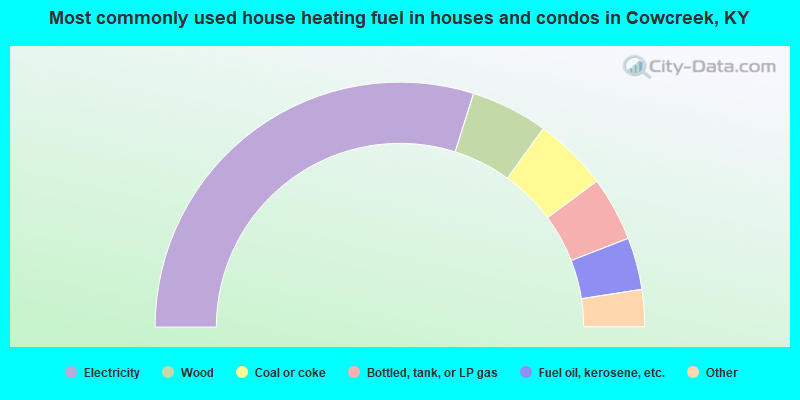 Most commonly used house heating fuel in houses and condos in Cowcreek, KY