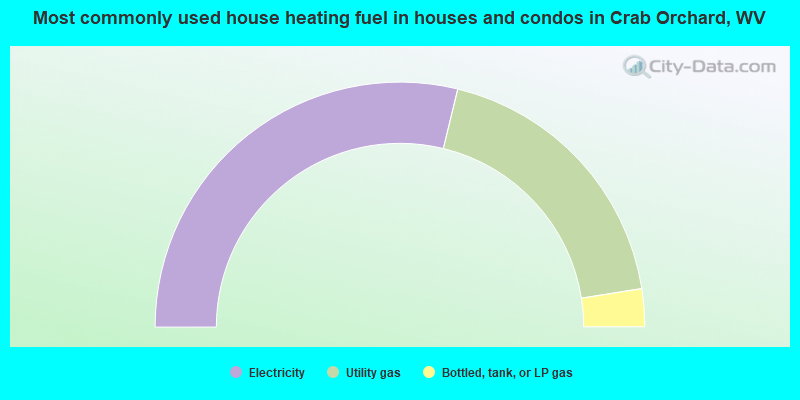 Most commonly used house heating fuel in houses and condos in Crab Orchard, WV