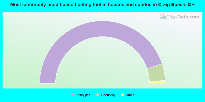 Most commonly used house heating fuel in houses and condos in Craig Beach, OH