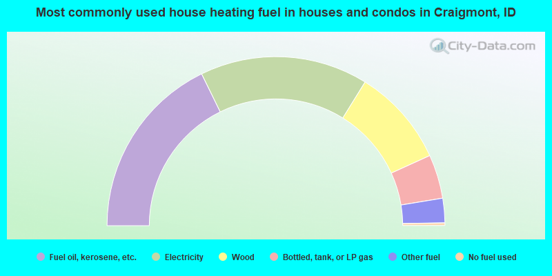 Most commonly used house heating fuel in houses and condos in Craigmont, ID