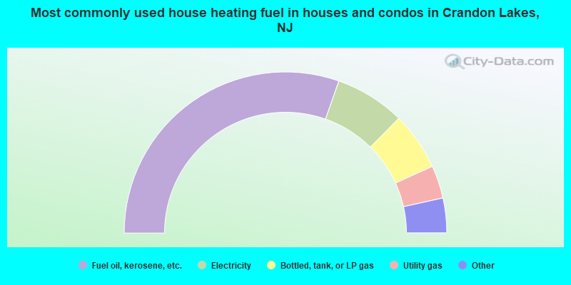 Most commonly used house heating fuel in houses and condos in Crandon Lakes, NJ