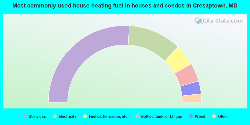 Most commonly used house heating fuel in houses and condos in Cresaptown, MD