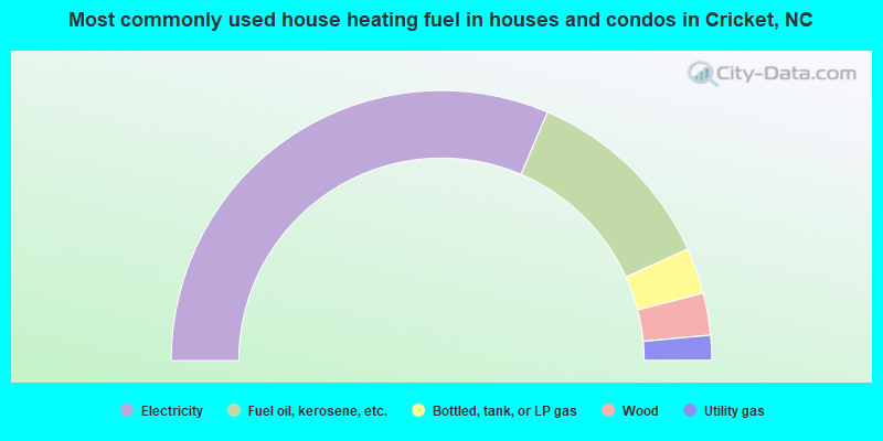 Most commonly used house heating fuel in houses and condos in Cricket, NC