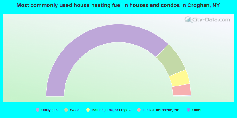 Most commonly used house heating fuel in houses and condos in Croghan, NY