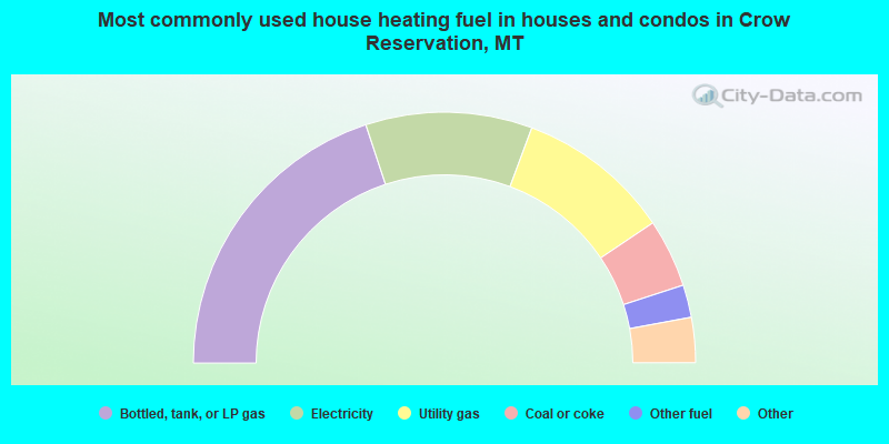 Most commonly used house heating fuel in houses and condos in Crow Reservation, MT