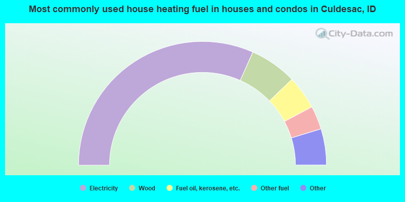 Most commonly used house heating fuel in houses and condos in Culdesac, ID
