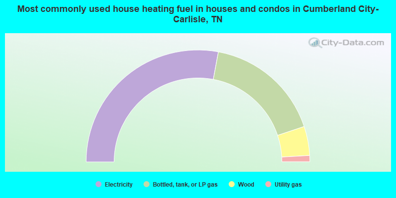 Most commonly used house heating fuel in houses and condos in Cumberland City-Carlisle, TN