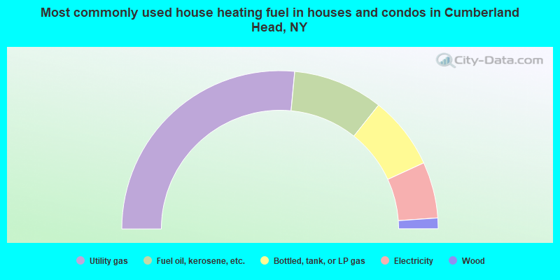 Most commonly used house heating fuel in houses and condos in Cumberland Head, NY