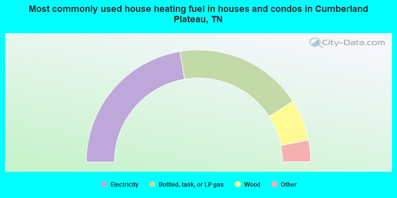 Most commonly used house heating fuel in houses and condos in Cumberland Plateau, TN