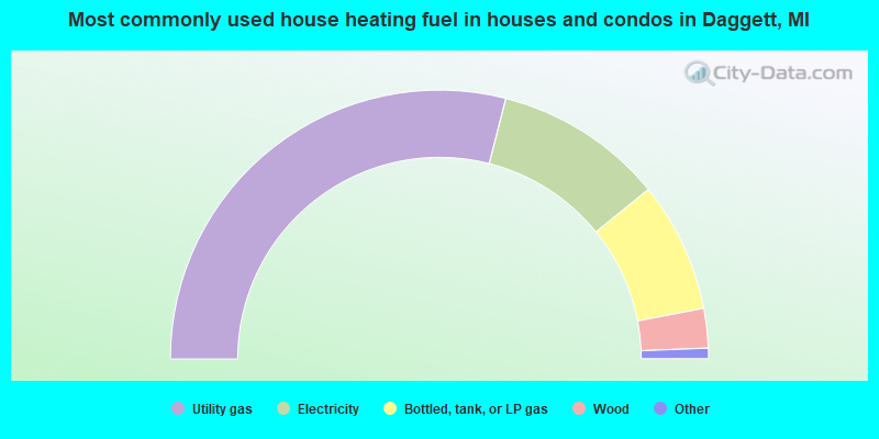 Most commonly used house heating fuel in houses and condos in Daggett, MI