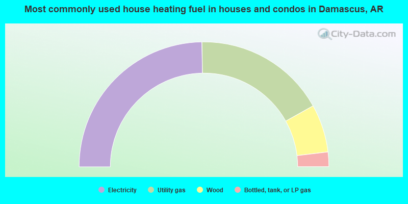 Most commonly used house heating fuel in houses and condos in Damascus, AR