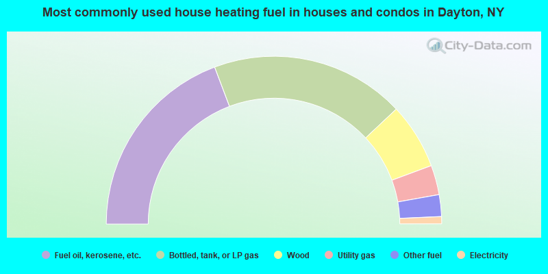 Most commonly used house heating fuel in houses and condos in Dayton, NY