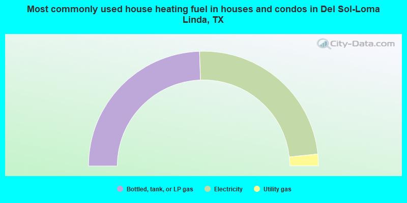 Most commonly used house heating fuel in houses and condos in Del Sol-Loma Linda, TX