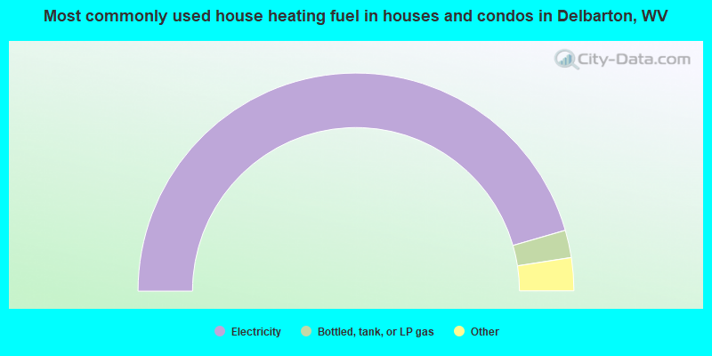 Most commonly used house heating fuel in houses and condos in Delbarton, WV