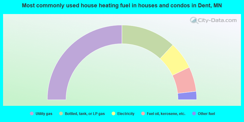 Most commonly used house heating fuel in houses and condos in Dent, MN