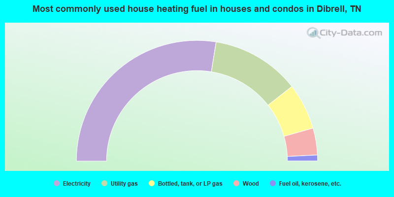 Most commonly used house heating fuel in houses and condos in Dibrell, TN