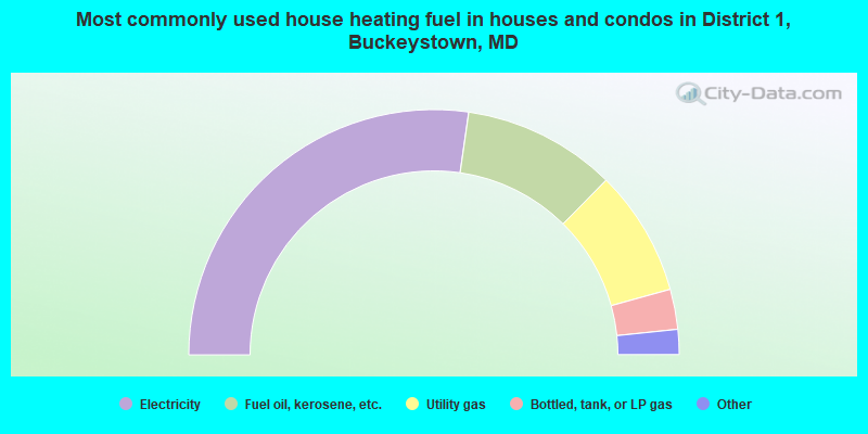 Most commonly used house heating fuel in houses and condos in District 1, Buckeystown, MD