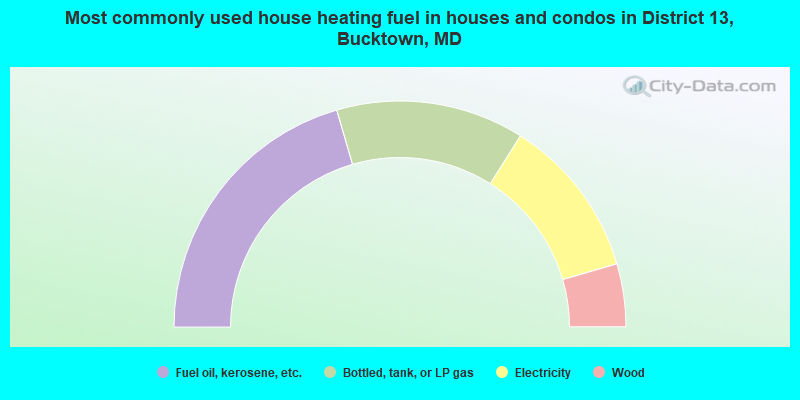 Most commonly used house heating fuel in houses and condos in District 13, Bucktown, MD