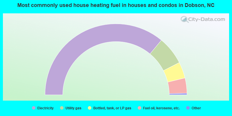 Most commonly used house heating fuel in houses and condos in Dobson, NC