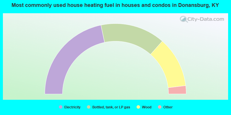 Most commonly used house heating fuel in houses and condos in Donansburg, KY