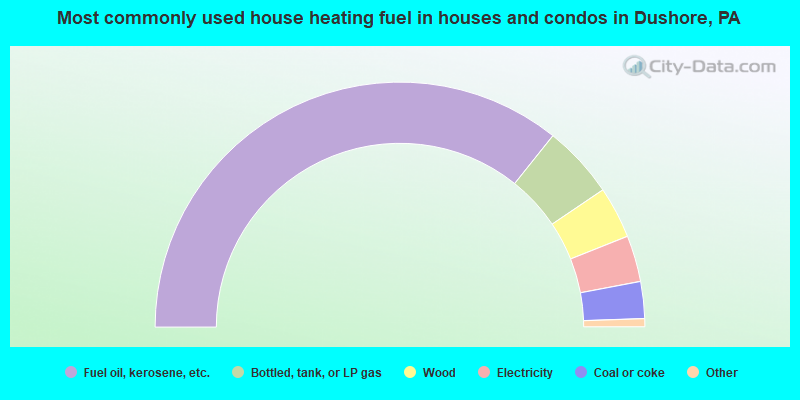 Most commonly used house heating fuel in houses and condos in Dushore, PA