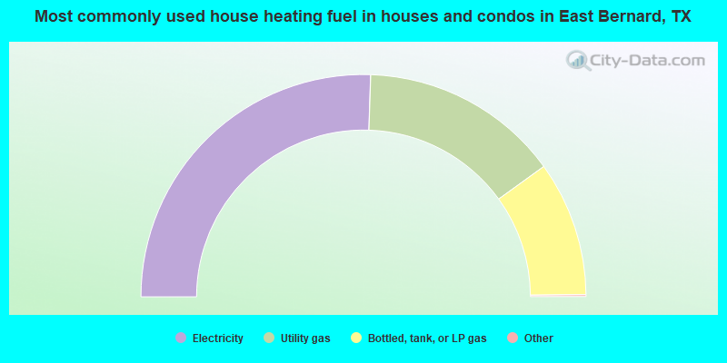 Most commonly used house heating fuel in houses and condos in East Bernard, TX