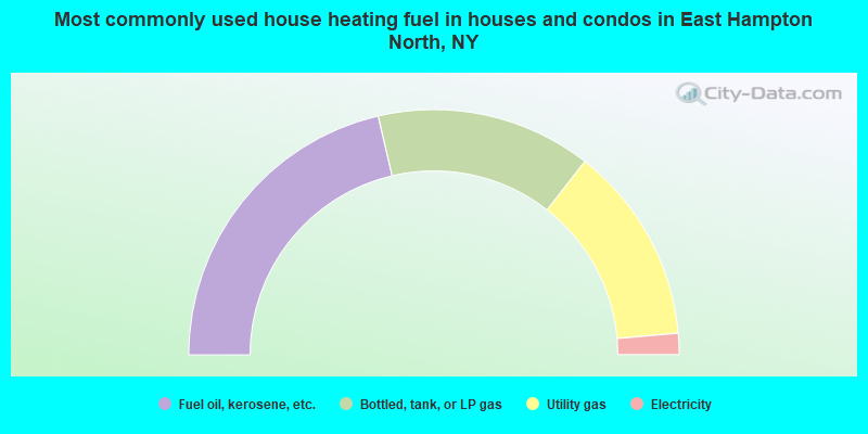 Most commonly used house heating fuel in houses and condos in East Hampton North, NY