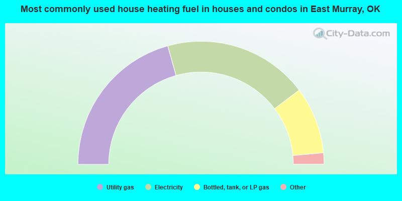 Most commonly used house heating fuel in houses and condos in East Murray, OK
