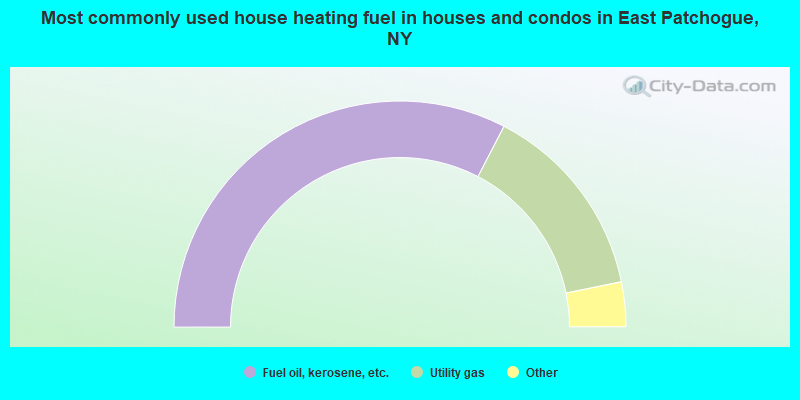 Most commonly used house heating fuel in houses and condos in East Patchogue, NY