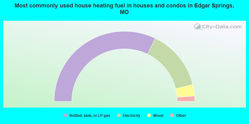 Most commonly used house heating fuel in houses and condos in Edgar Springs, MO