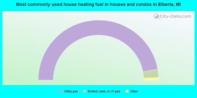 Most commonly used house heating fuel in houses and condos in Elberta, MI