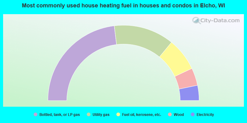 Most commonly used house heating fuel in houses and condos in Elcho, WI