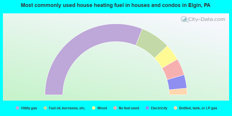 Most commonly used house heating fuel in houses and condos in Elgin, PA