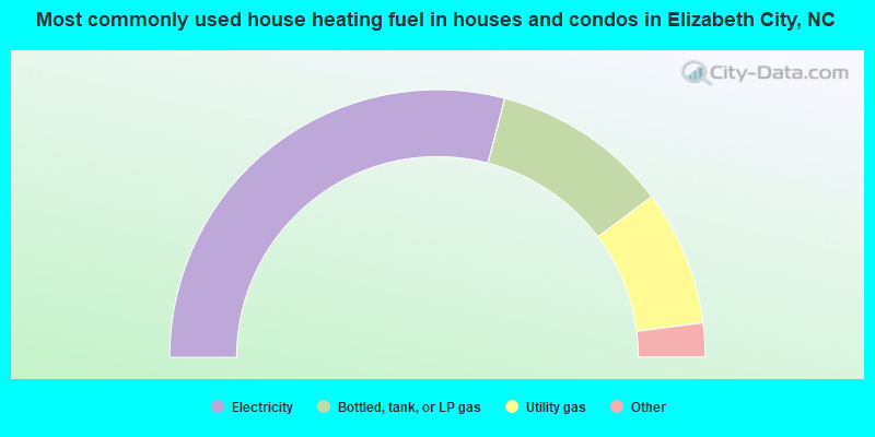 Most commonly used house heating fuel in houses and condos in Elizabeth City, NC