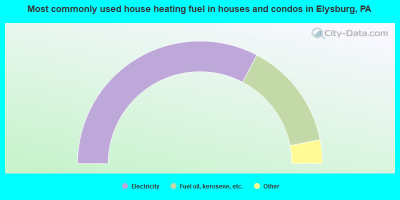 Most commonly used house heating fuel in houses and condos in Elysburg, PA