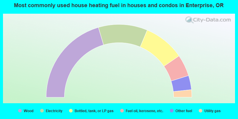 Most commonly used house heating fuel in houses and condos in Enterprise, OR