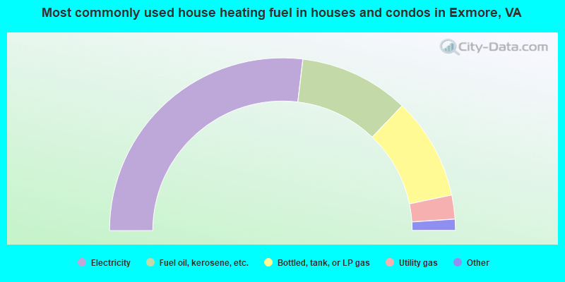 Most commonly used house heating fuel in houses and condos in Exmore, VA