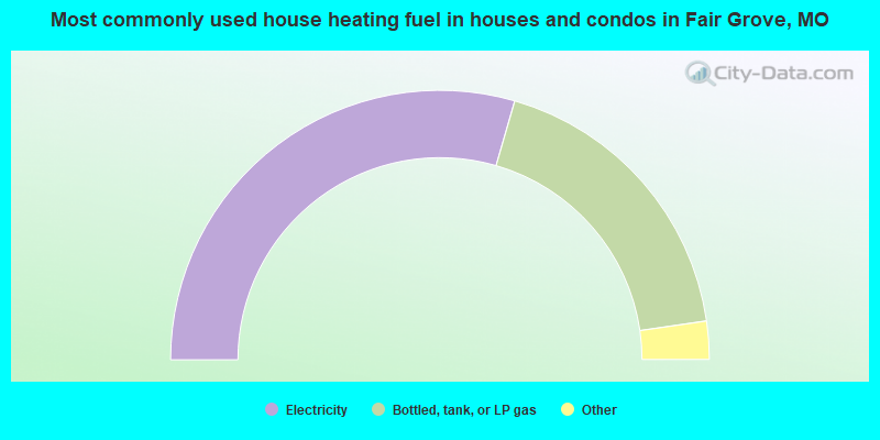 Most commonly used house heating fuel in houses and condos in Fair Grove, MO