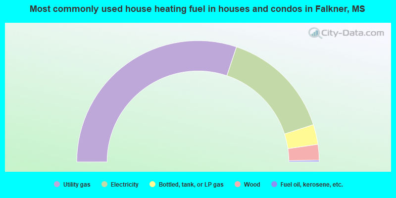 Most commonly used house heating fuel in houses and condos in Falkner, MS