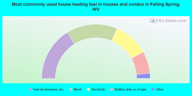 Most commonly used house heating fuel in houses and condos in Falling Spring, WV