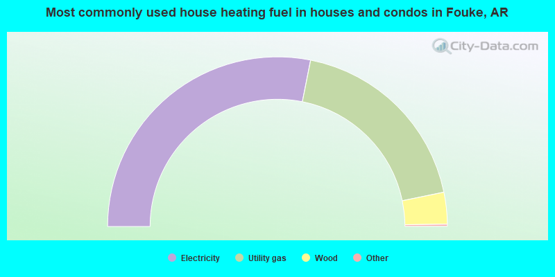 Most commonly used house heating fuel in houses and condos in Fouke, AR