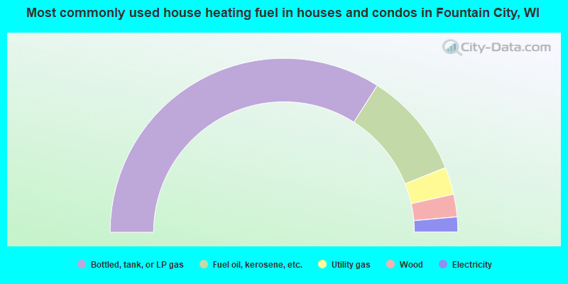 Most commonly used house heating fuel in houses and condos in Fountain City, WI