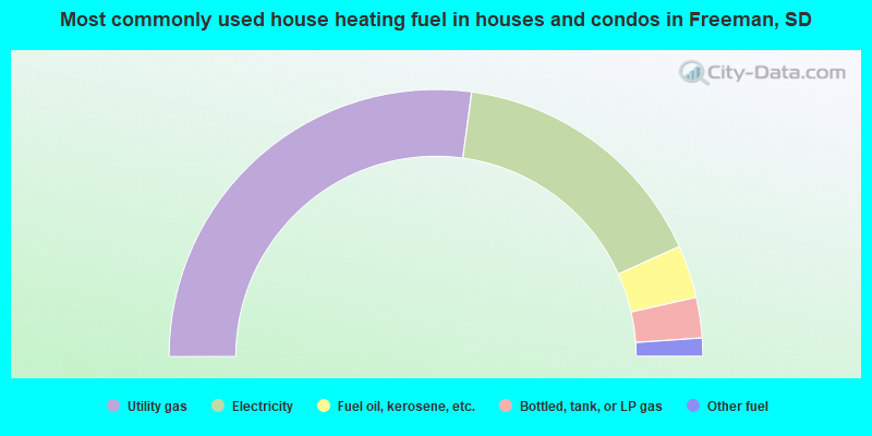 Most commonly used house heating fuel in houses and condos in Freeman, SD