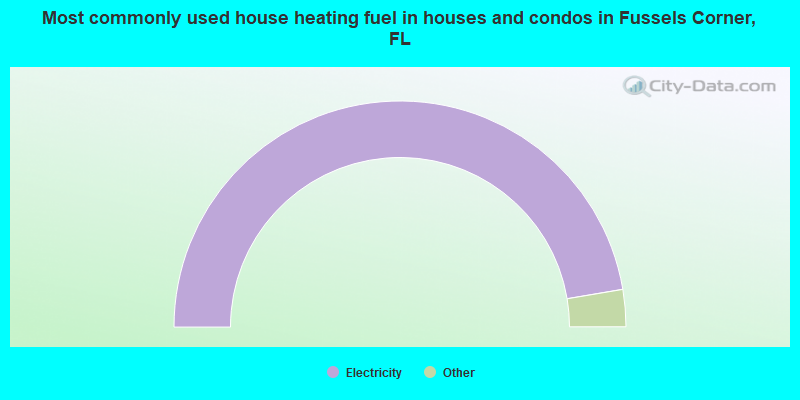 Most commonly used house heating fuel in houses and condos in Fussels Corner, FL