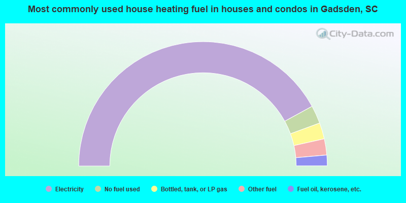 Most commonly used house heating fuel in houses and condos in Gadsden, SC