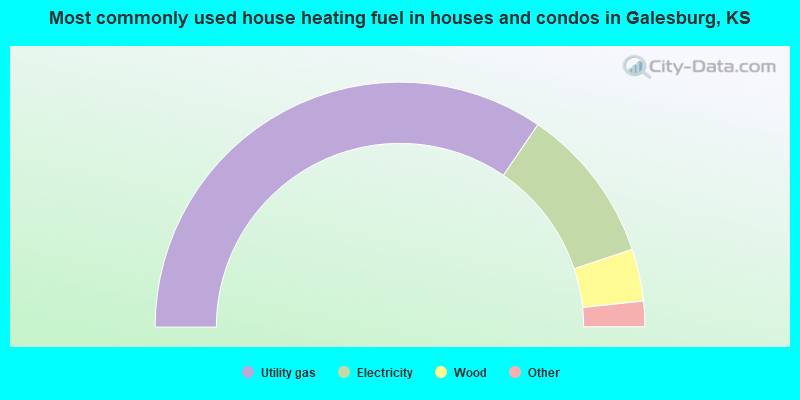 Most commonly used house heating fuel in houses and condos in Galesburg, KS
